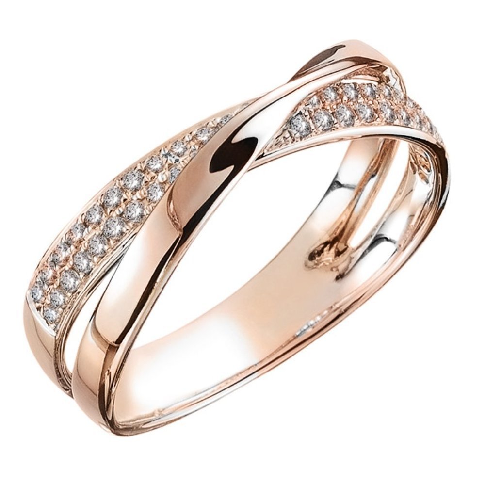 🎀 Double Layer Cross Tiny Zircon Macro Pave Trendy Rings for Women, PD284